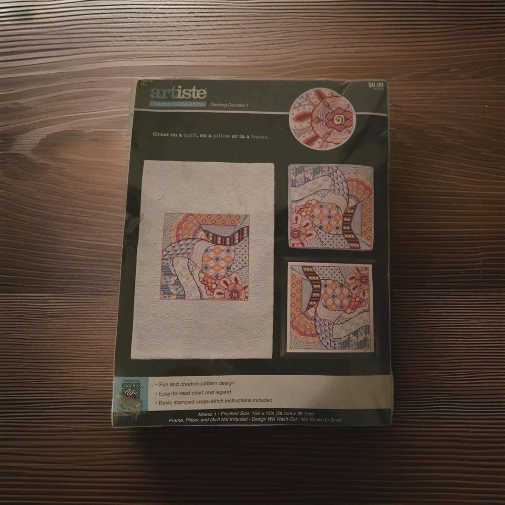 Artiste DAZZLING DOODLES 1 Stamped Cross Stitch Kit 15" x 15"  Geometric OPEN